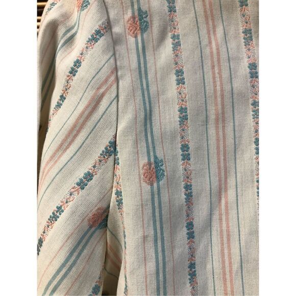 Pandora Vintage Long Sleeve Button Down Size 11 Cream Pink and Blue Floral Patte - Picture 5 of 5